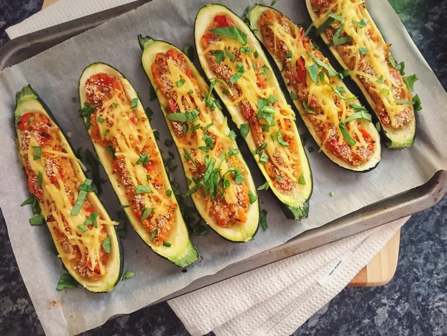 Tomato & Garlic Stuffed&nbsp;Courgettes