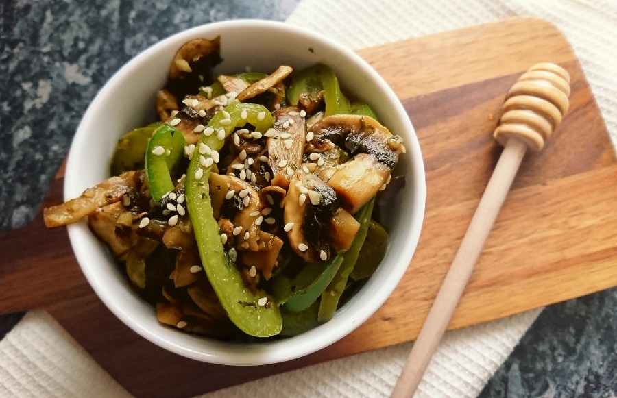 Vegan Honey Mustard Glazed Mushrooms &&nbsp;Peppers