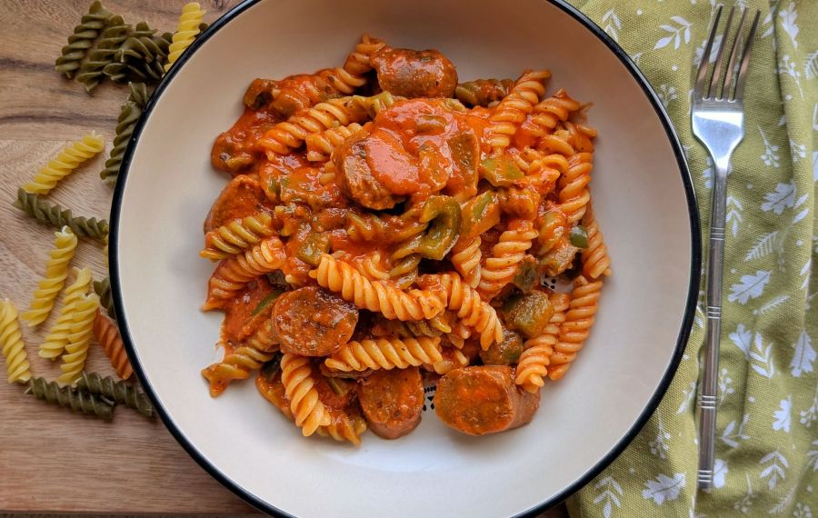 Vegan Sausage and Green Pepper&nbsp;Fusilli